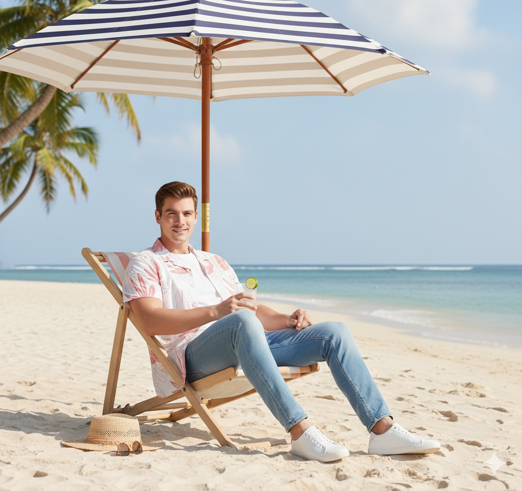 Pink Leaf Print Mens Casual Shirt