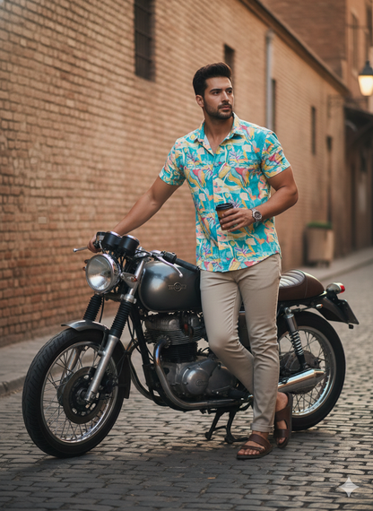 Twill Stripe Halfsleeves Shirt's For Men