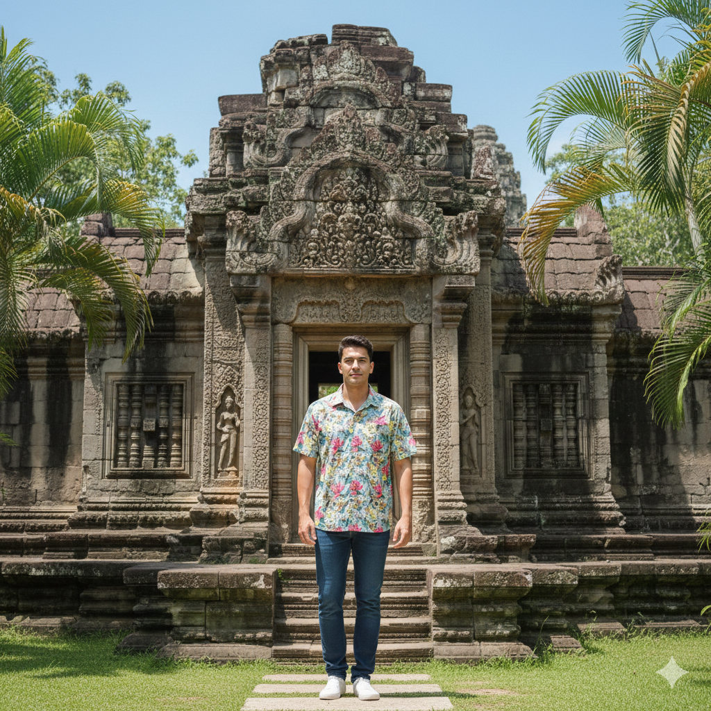 Leaf Print Men's Casual  Shirt.