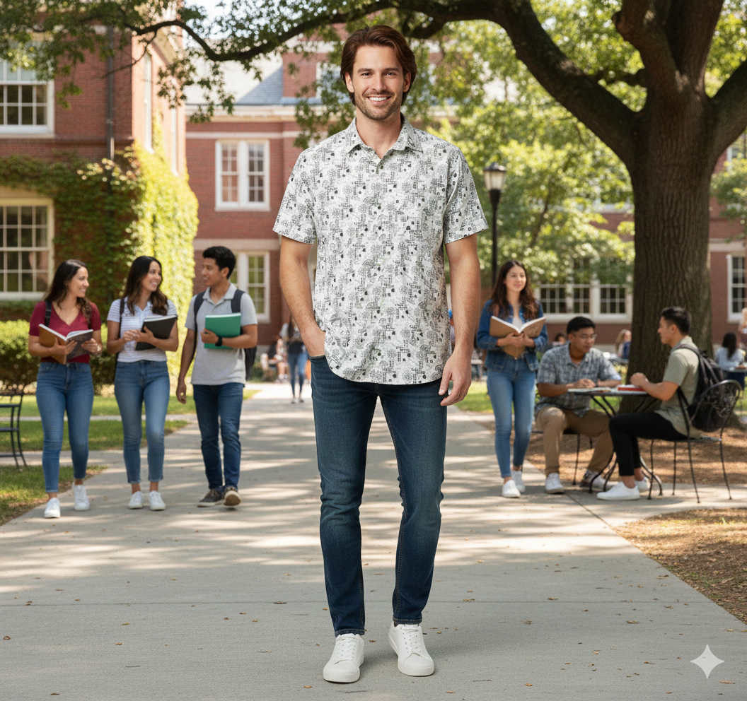 Black And White Geometric Patterns Men's Shirt