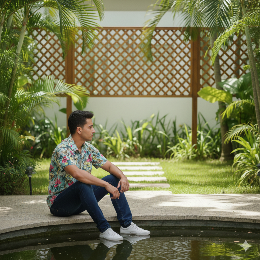 Leaf Print Men's Casual  Shirt.