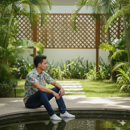 Leaf Print Men's Casual  Shirt.