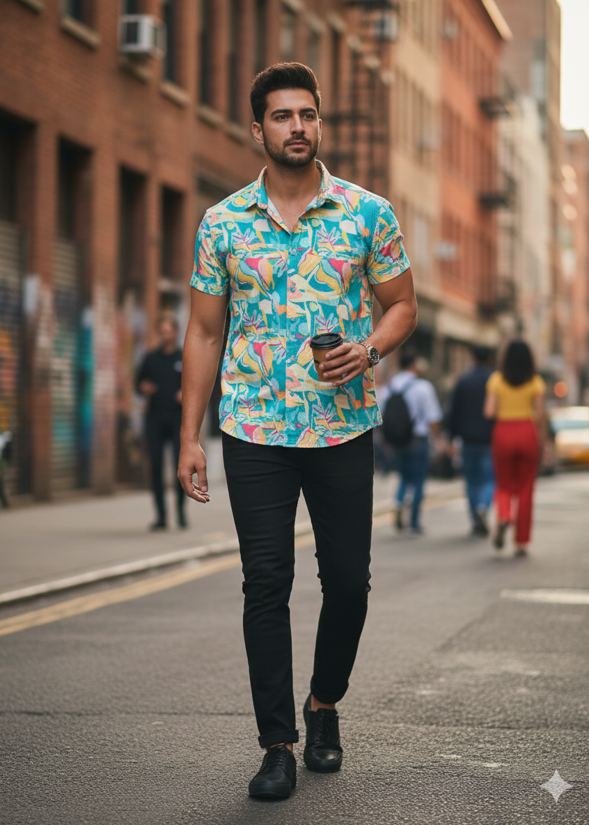 Twill Stripe Halfsleeves Shirt's For Men