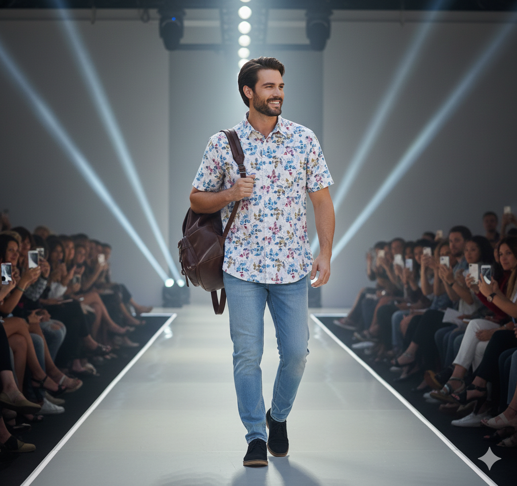 White Floral/Leaf Print Casual Shirt