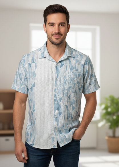 Multi-Color Geometrical Print  Casual Shirt.