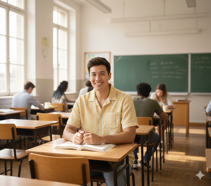 Yellow Striped Short-Sleeve Men's Casual Shirt.