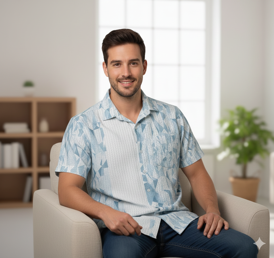 Multi-Color Geometrical Print  Casual Shirt.