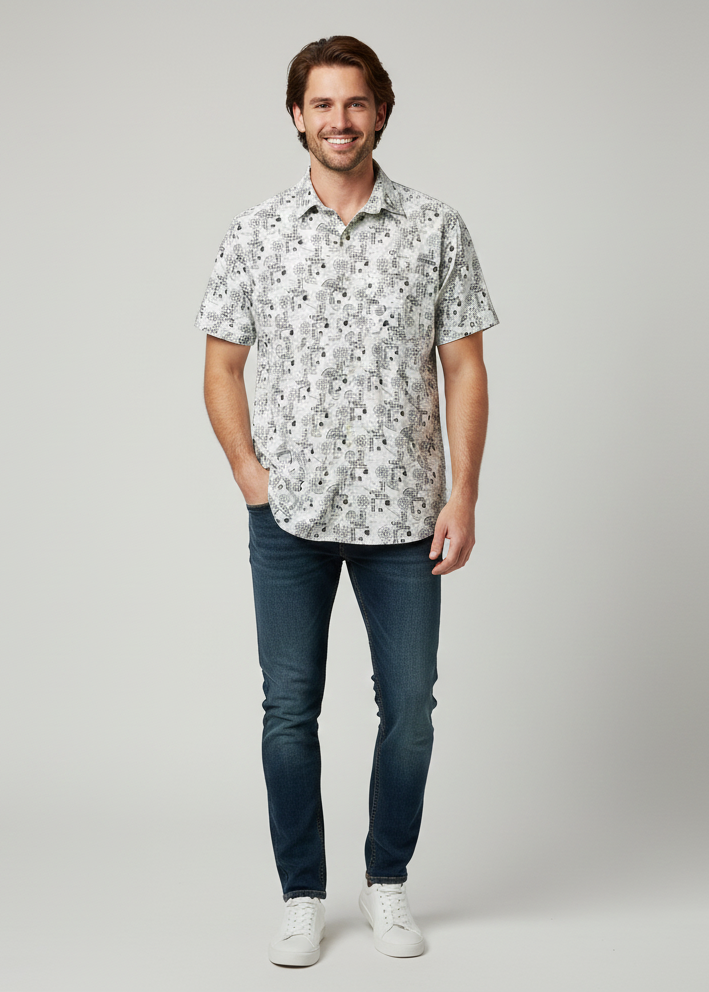 Black And White Geometric Patterns Men's Shirt