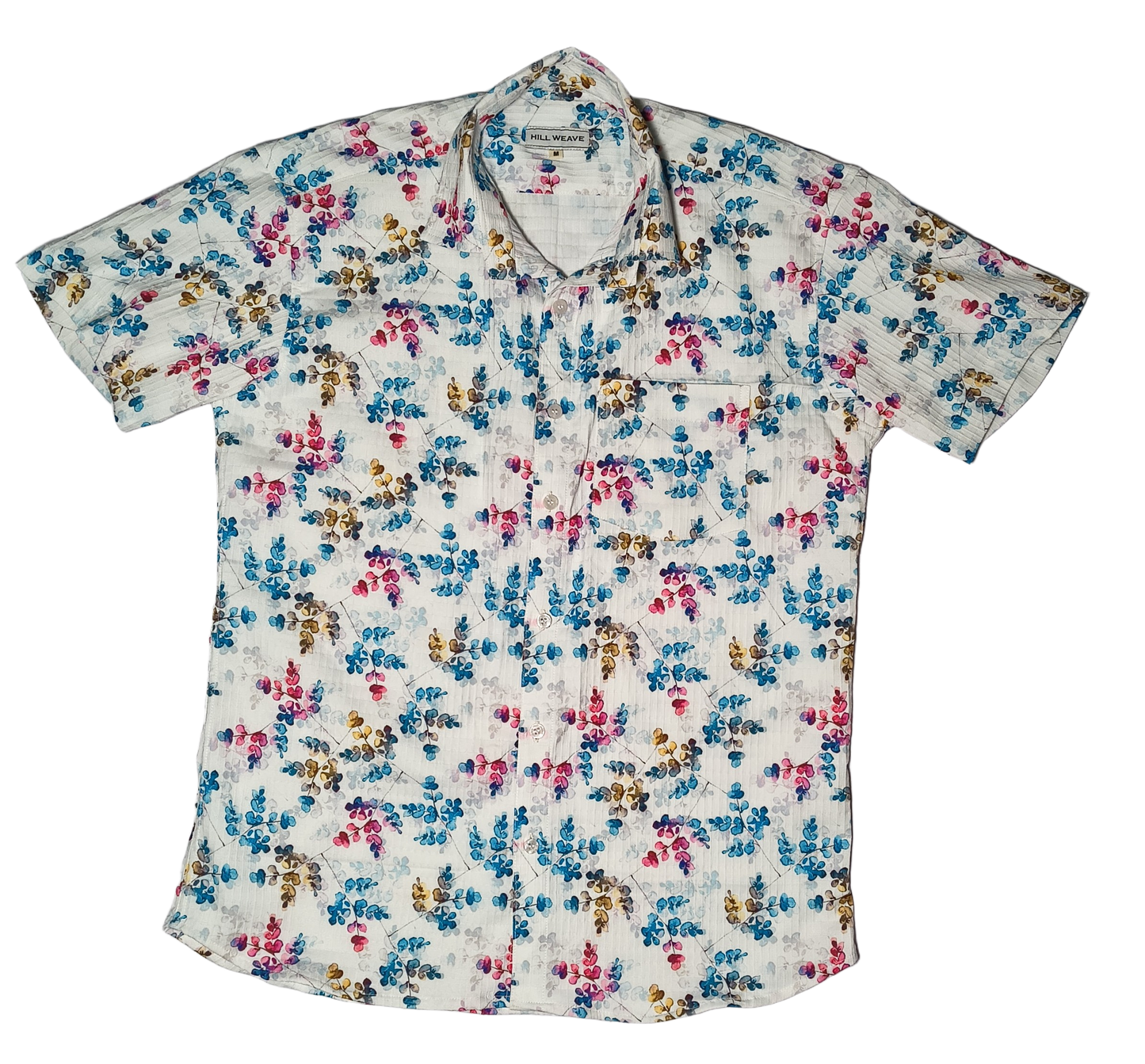 White Floral/Leaf Print Casual Shirt