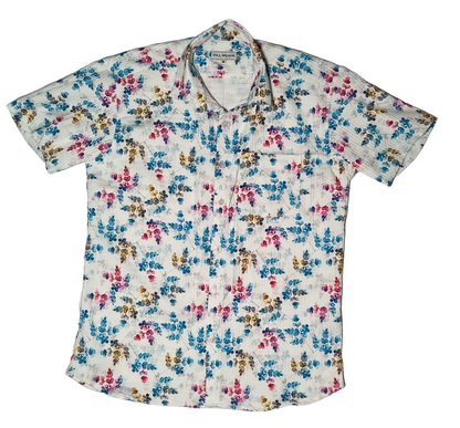 White Floral/Leaf Print Casual Shirt