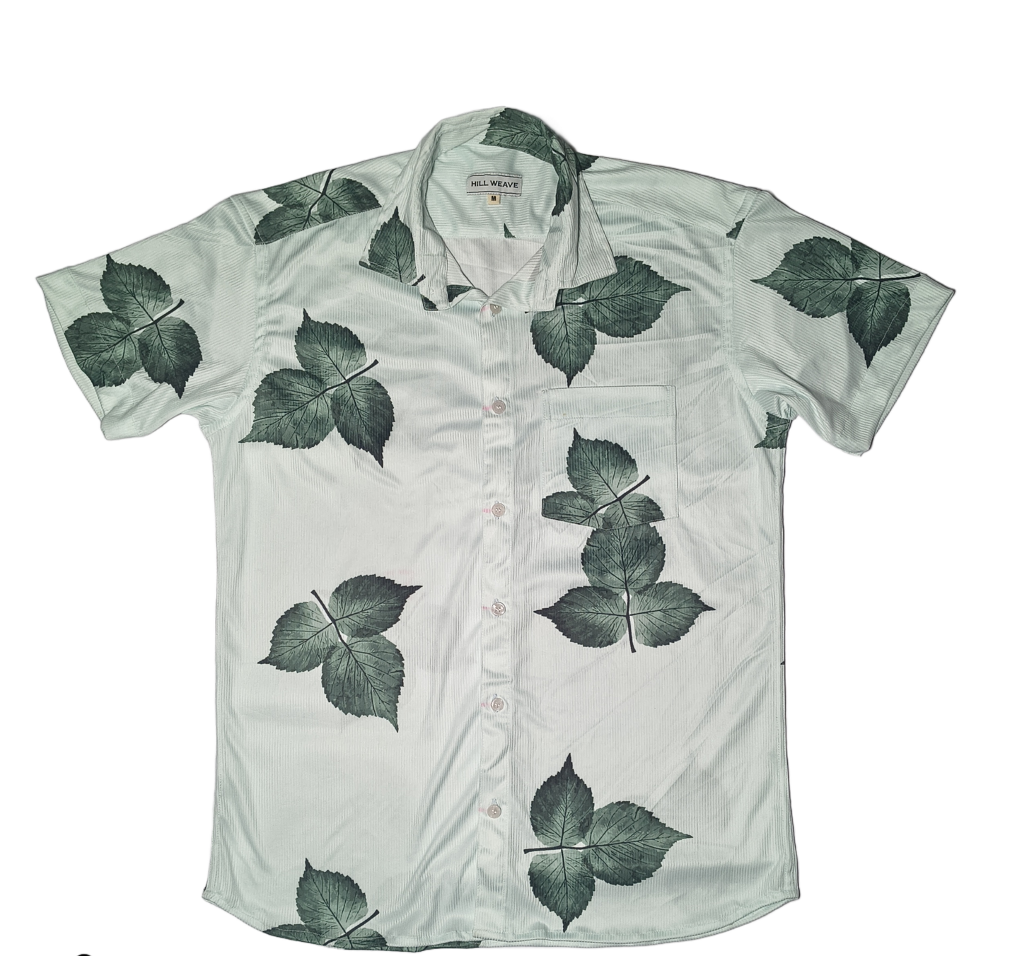 white And Leaf Printed Casual Shirt