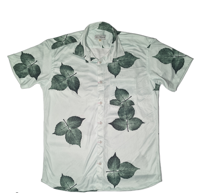 white And Leaf Printed Casual Shirt
