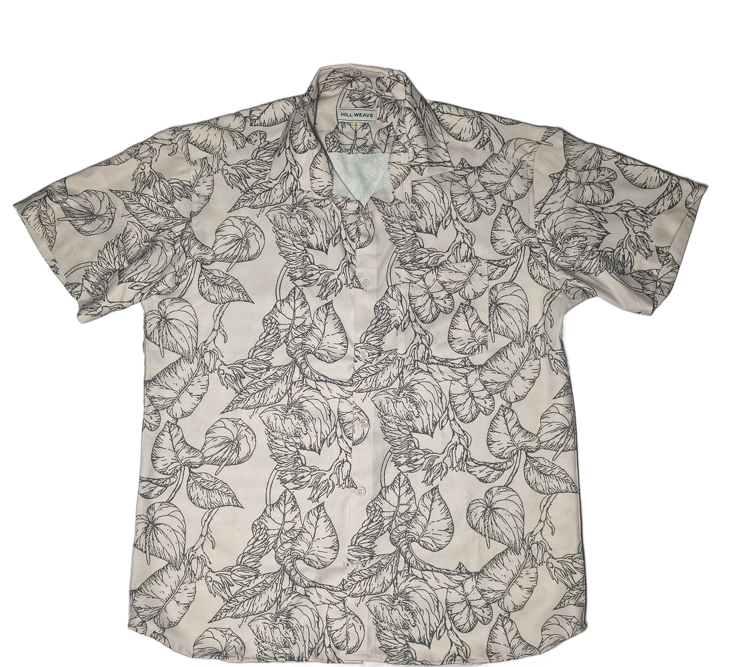Men's Sketch Leaf Ivory Casual Shirt.