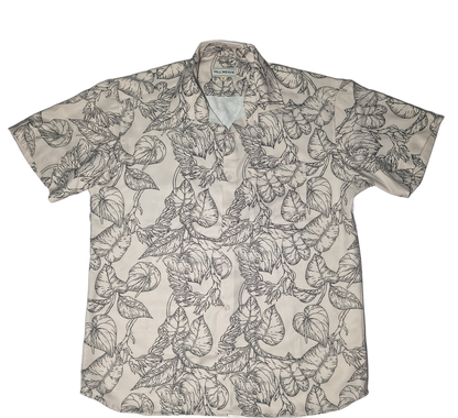 Men's Sketch Leaf Ivory Casual Shirt.