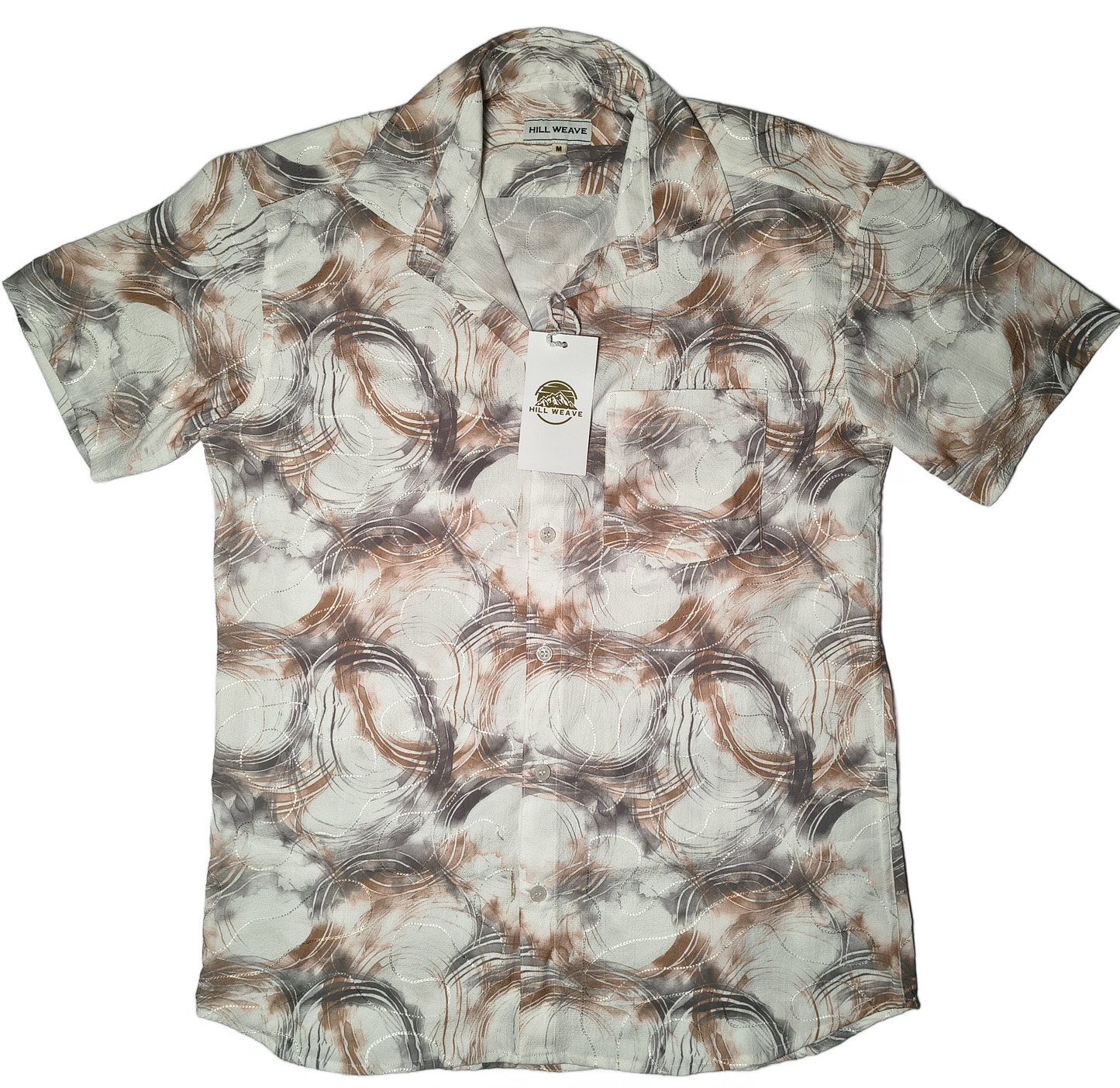 Brown & Grey Abstract Print Men's Casual shirt.