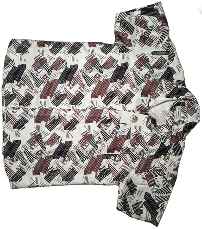 Abstract pattern Men's Shirt with colors like coffee brown, black, and white.